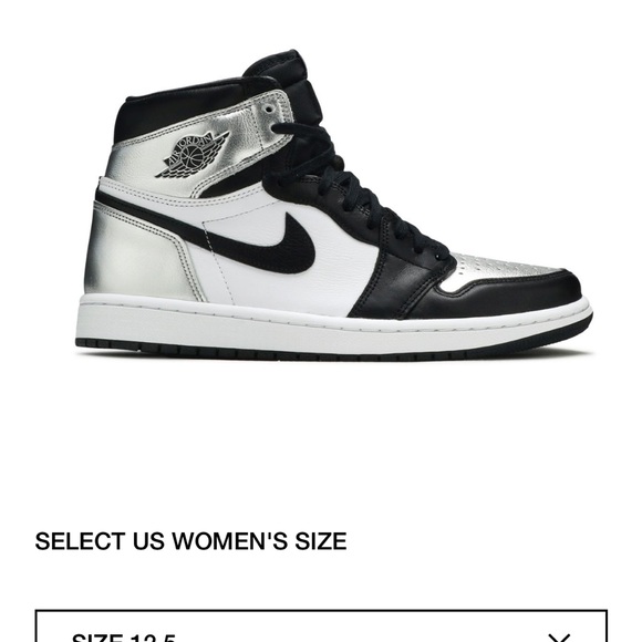 Jordan Women's Black and Silver Sneakers - Picture 1 of 1